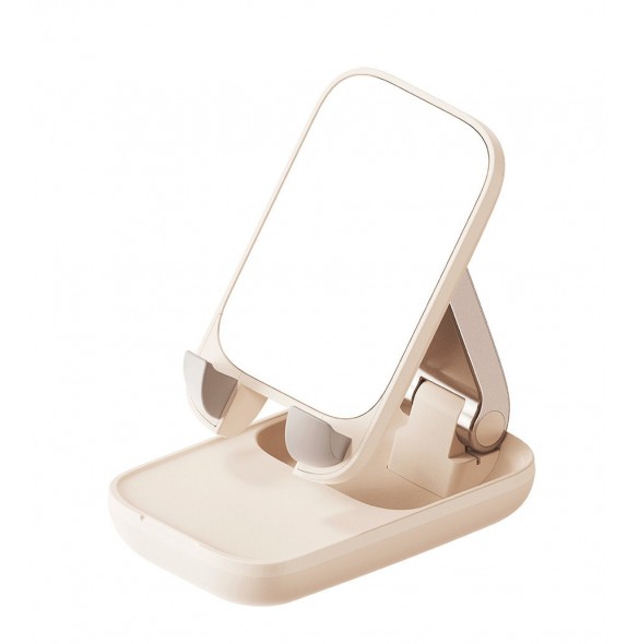 Justerbart telefonställ med spegel Baseus Seashell Series - beige