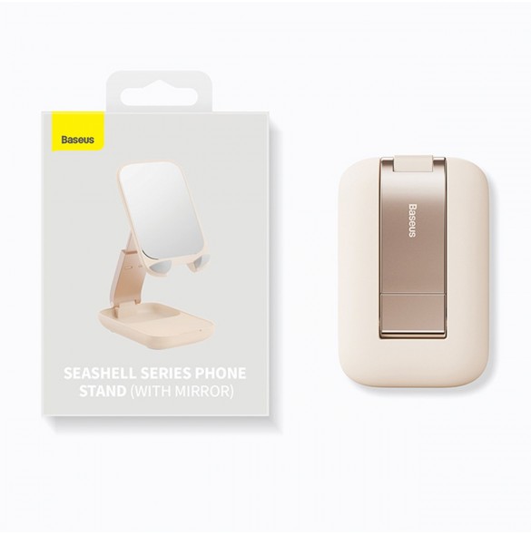 Justerbart telefonställ med spegel Baseus Seashell Series - beige