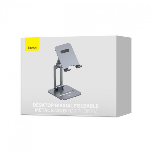 Baseus Desktop Biaxial Vikbart metallställ för smartphone/ställ grått (LUSZ000013)