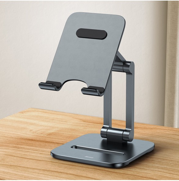 Baseus Desktop Biaxial Vikbart metallställ för smartphone/ställ grått (LUSZ000013)