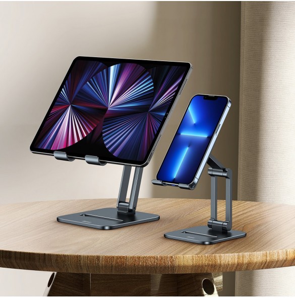 Baseus Desktop Biaxial Vikbart tablettställ i metall grått (LUSZ000113)