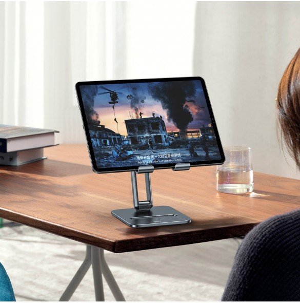 Baseus Desktop Biaxial Vikbart tablettställ i metall grått (LUSZ000113)