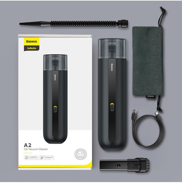 Baseus A2 trådlös minibildammsugare 70 W 5000 Pa Svart (VCAQ030001)