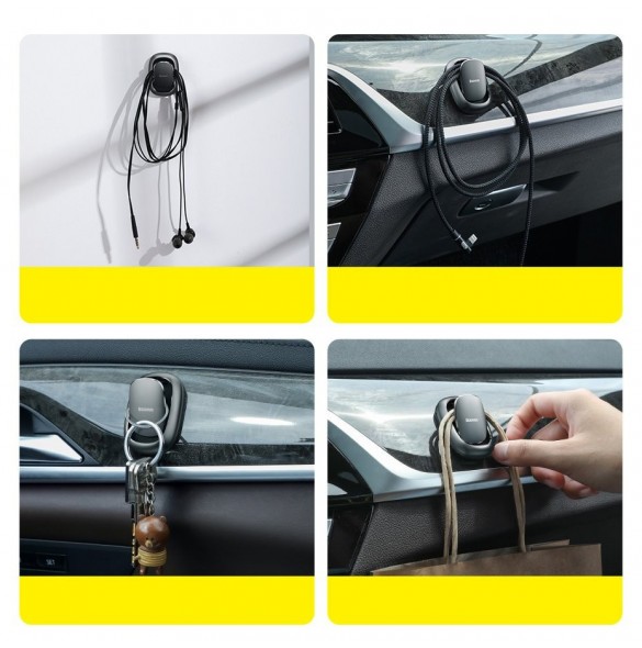 Baseus Beetle 2x självhäftande bilfordon och hemhängare fordonskrokhållare grå (ACGGJK-0G)