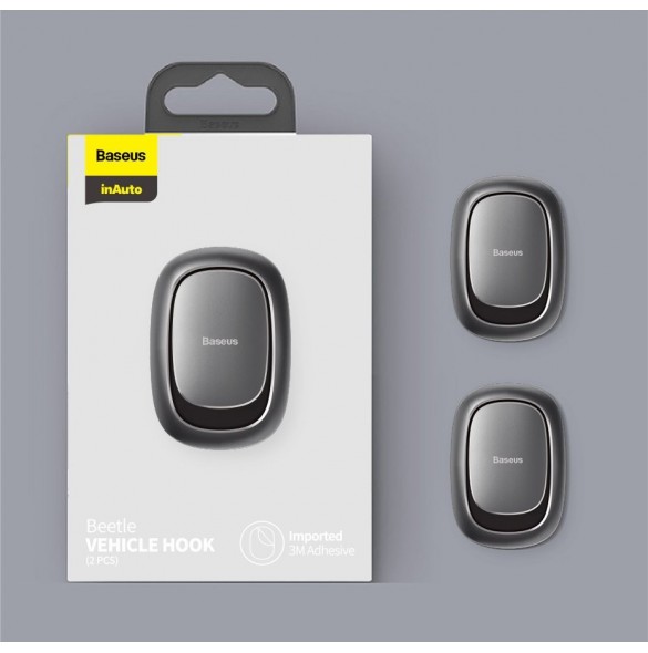 Baseus Beetle 2x självhäftande bilfordon och hemhängare fordonskrokhållare grå (ACGGJK-0G)