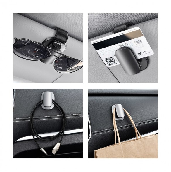 Baseus Bilhållare Glasögon Clip Silver (ACYJN-B0S)