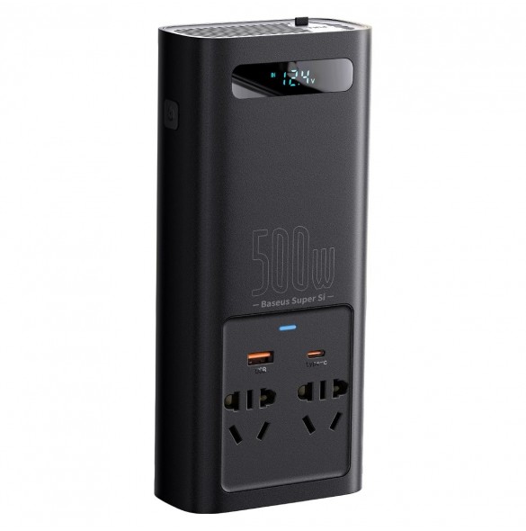 Baseus bilströmväxelriktare 150W 12V / 500W 220V (EU- och CN-kontakt) svart (CGNB000101)