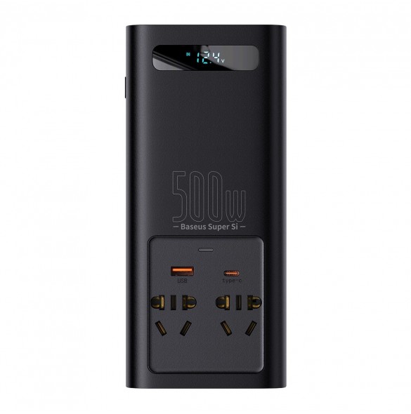 Baseus bilströmväxelriktare 150W 12V / 500W 220V (EU- och CN-kontakt) svart (CGNB000101)
