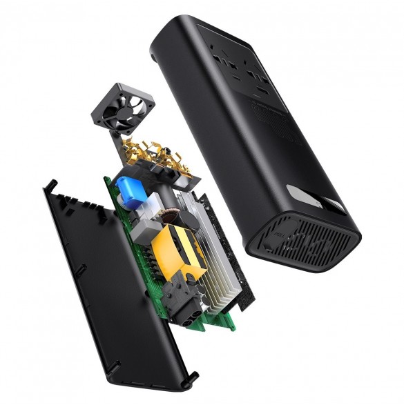Baseus bilströmväxelriktare 150W 12V / 500W 220V (EU- och CN-kontakt) svart (CGNB000101)