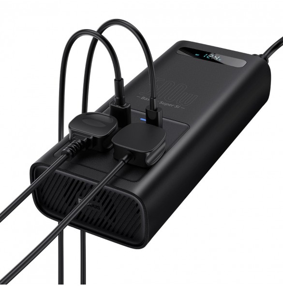 Baseus bilströmväxelriktare 150W 12V / 500W 220V (EU- och CN-kontakt) svart (CGNB000101)