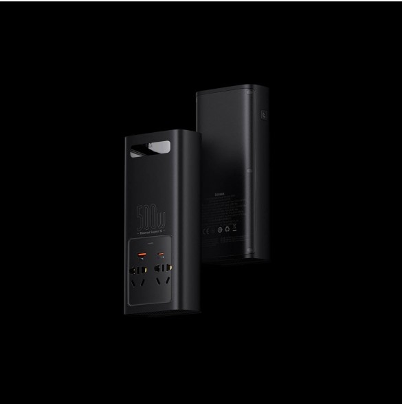Baseus bilströmväxelriktare 150W 12V / 500W 220V (EU- och CN-kontakt) svart (CGNB000101)