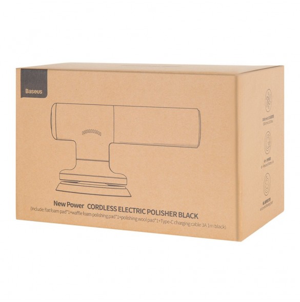 Baseus sladdlös elektrisk polermaskin 30W 4000mAh svart (CRDLQ-B01)