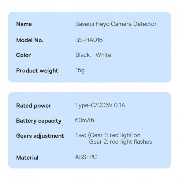 Baseus Heyo dold kameradetektor vit (FMHY000002)