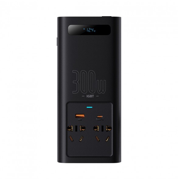 Baseus IGBT Car Inverter Inverter 300W 220V (CN / EU-kontakt) Svart (CGNB010101)