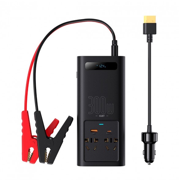 Baseus IGBT Car Inverter Inverter 300W 220V (CN / EU-kontakt) Svart (CGNB010101)