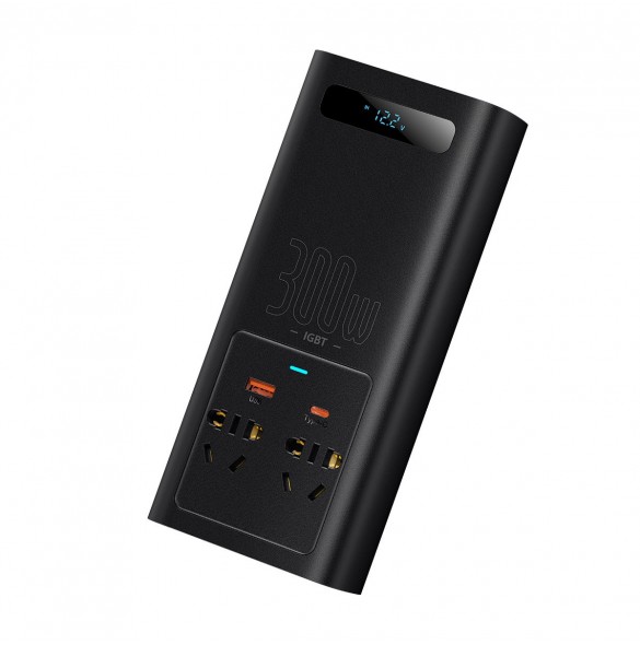 Baseus IGBT Car Inverter Inverter 300W 220V (CN / EU-kontakt) Svart (CGNB010101)
