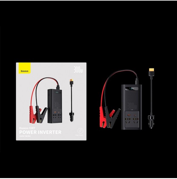 Baseus IGBT Car Inverter Inverter 300W 220V (CN / EU-kontakt) Svart (CGNB010101)