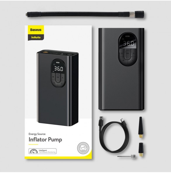 Baseus mini bilkompressor däckpump med batteri 2500mAh 54W svart (CRNL040001)