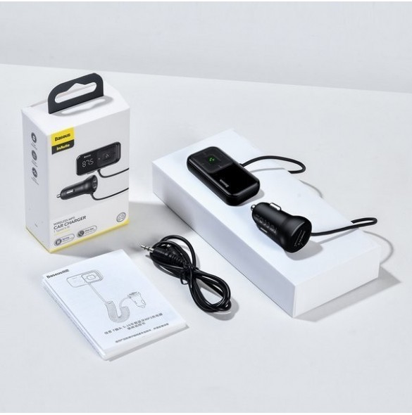 Trådlös Bluetooth FM-sändare med laddare Baseus S-16 (Overseas edition) - svart
