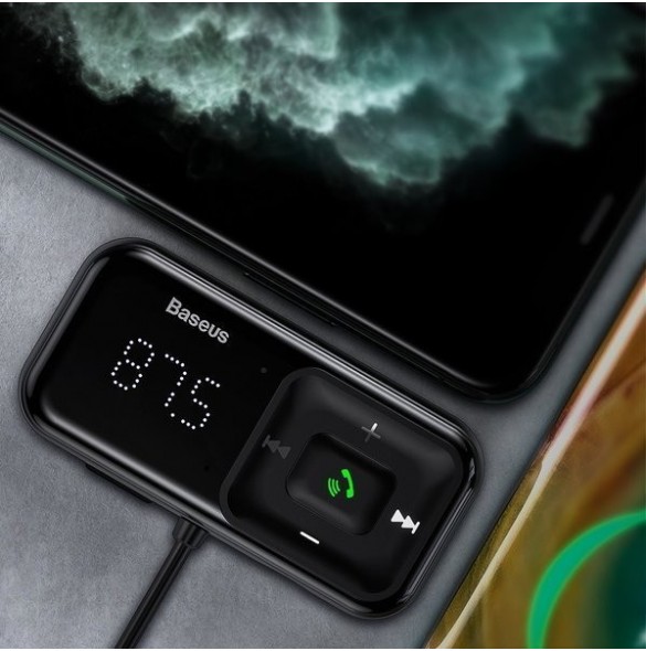Trådlös Bluetooth FM-sändare med laddare Baseus S-16 (Overseas edition) - svart