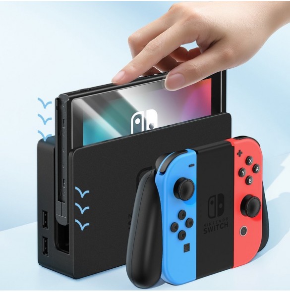 Set med 2x Baseus Crystal härdat glas för Nintendo Switch 2019 + monteringssats - transparent