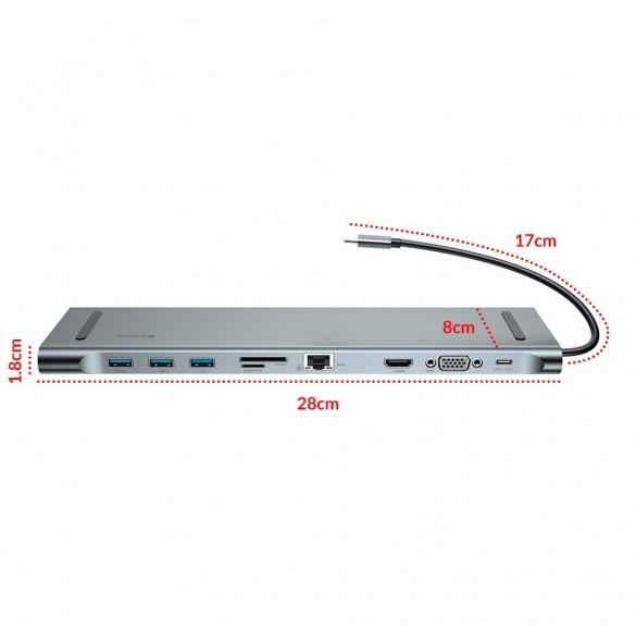 Baseus Enjoyment Multifunktionell dockningsstation för MacBook Laptop HUB Stand Adapter 10in1 (CATSX-F0G)