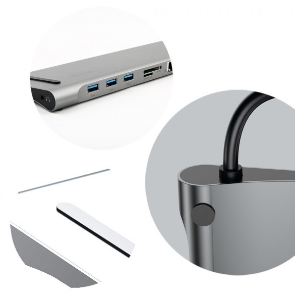 Baseus Enjoyment Multifunktionell dockningsstation för MacBook Laptop HUB Stand Adapter 10in1 (CATSX-F0G)