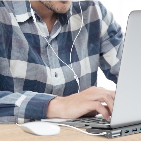 Baseus Enjoyment Multifunktionell dockningsstation för MacBook Laptop HUB Stand Adapter 10in1 (CATSX-F0G)