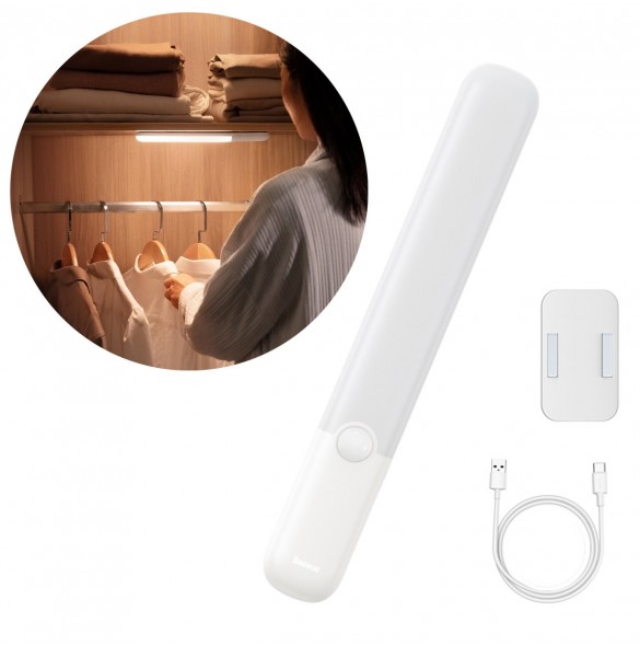 Baseus Sunshine Series garderobslampa med PIR-rörelsedetektor 1200 mAh vit (DGYG000002)