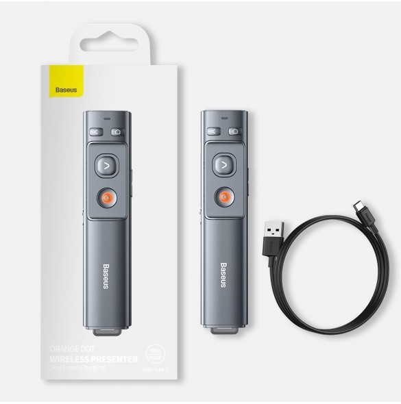 Baseus Orange Dot laserpekarfjärrkontroll för PC-presentation med inbyggt batteri grått (WKCD000013)