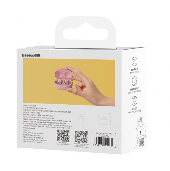 Baseus Bowie E2 TWS Bluetooth 5.2 trådlösa hörlurar Vattentäta IP55 Rosa (NGTW090004)