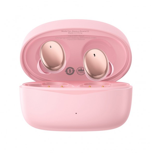 Baseus Bowie E2 TWS Bluetooth 5.2 trådlösa hörlurar Vattentäta IP55 Rosa (NGTW090004)