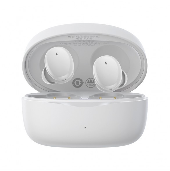 Baseus Bowie E2 trådlösa hörlurar TWS Bluetooth 5.2 vattentät IP55 vit (NGTW090002)