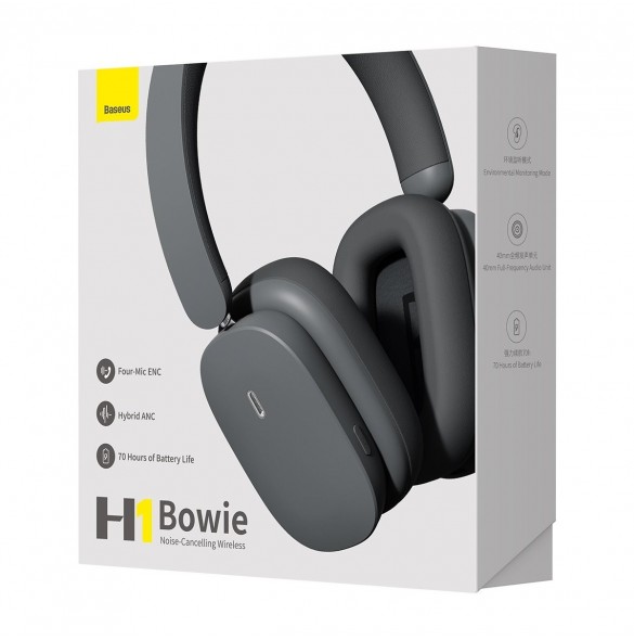 Baseus Bowie H1 trådlösa hörlurar Bluetooth 5.2 ANC grå (NGTW230013)