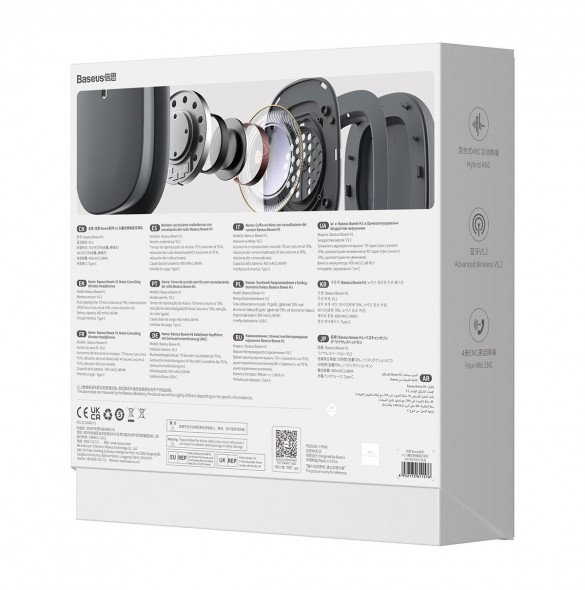 Baseus Bowie H1 trådlösa hörlurar Bluetooth 5.2 ANC grå (NGTW230013)