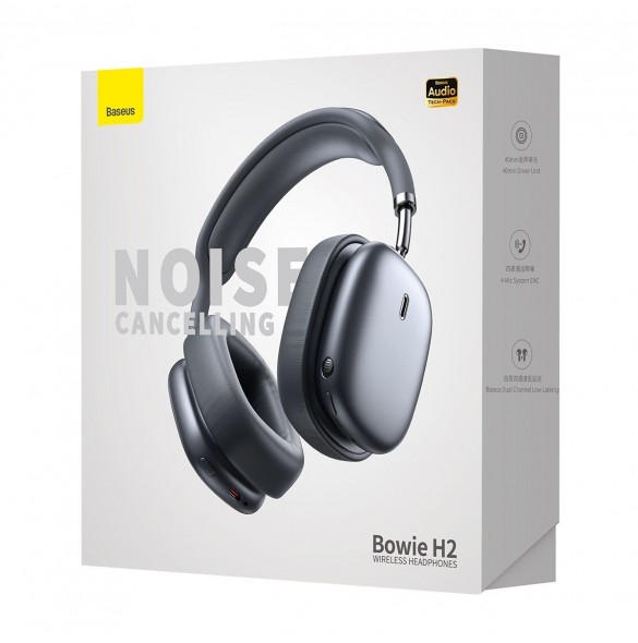 Baseus Bowie H2 ANC trådlösa on-ear hörlurar - grå