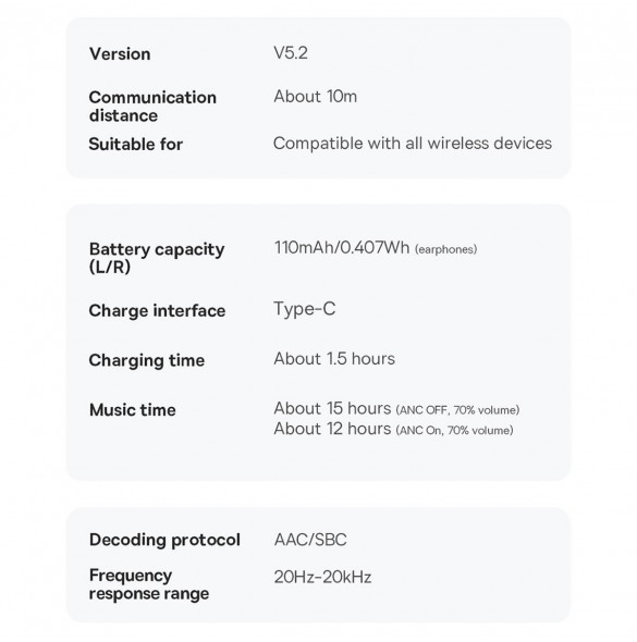Baseus Bowie U2 Pro TWS ANC trådlösa Bluetooth-hörlurar - kräm och vit