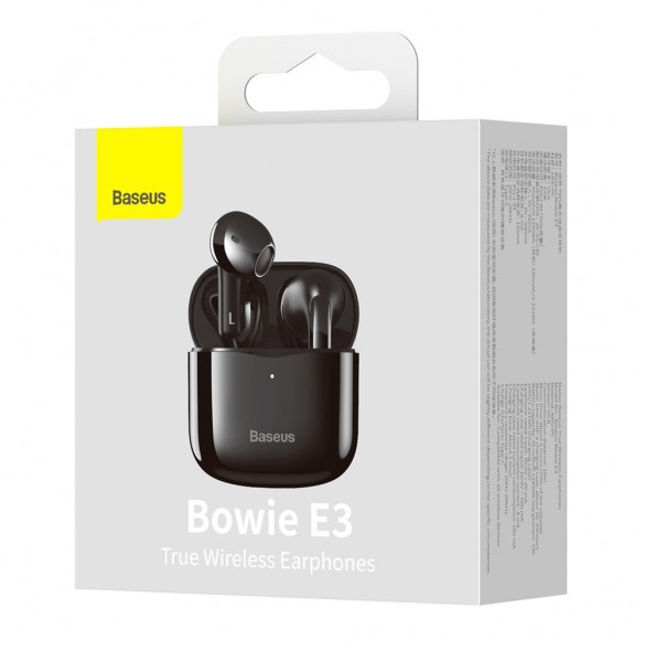 Baseus E3 Wireless Bluetooth 5.0 TWS Öronsnäckor Vattentät IP64 Svart (NGTW080001)
