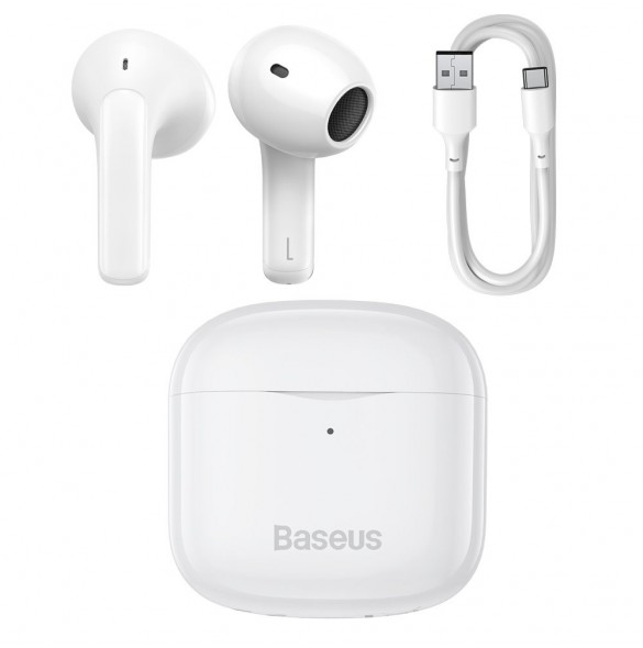 Baseus E3 Wireless Bluetooth 5.0 TWS Öronsnäckor Vattentät IP64 Vit (NGTW080002)