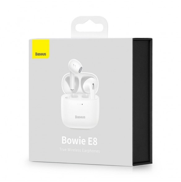 Baseus E8 Wireless Bluetooth 5.0 TWS Öronsnäckor Vattentät IPX5 Vit (NGE8-02)