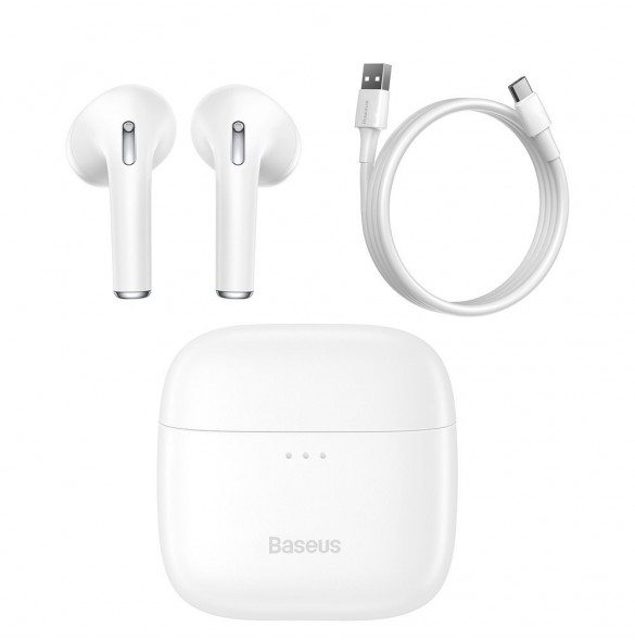 Baseus E8 Wireless Bluetooth 5.0 TWS Öronsnäckor Vattentät IPX5 Vit (NGE8-02)