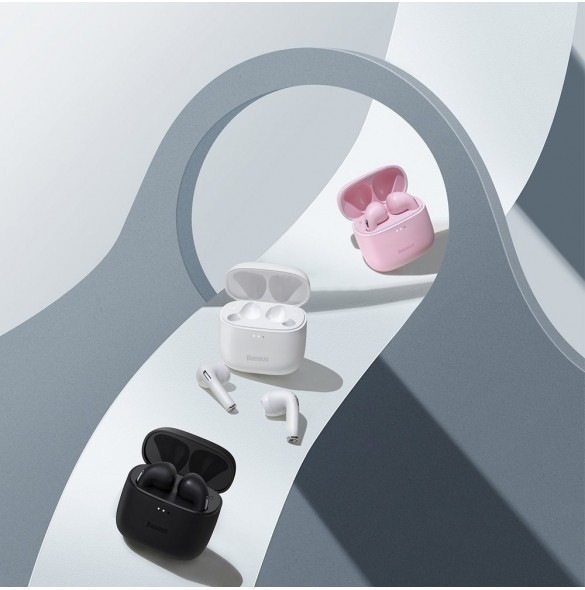 Baseus E8 Wireless Bluetooth 5.0 TWS Öronsnäckor Vattentät IPX5 Vit (NGE8-02)