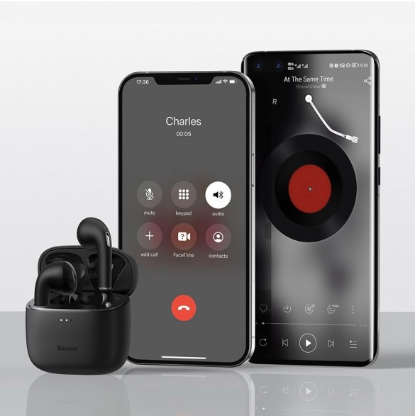 Baseus E8 Wireless Bluetooth 5.0 TWS Öronsnäckor Vattentät IPX5 Vit (NGE8-02)