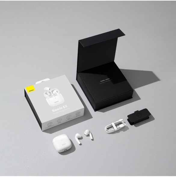 Baseus E8 Wireless Bluetooth 5.0 TWS Öronsnäckor Vattentät IPX5 Vit (NGE8-02)
