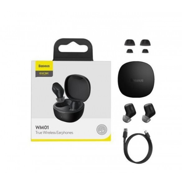 Baseus Encok TWS Bluetooth 5.3 trådlösa hörlurar Svart (WM01)(NGTW240001)