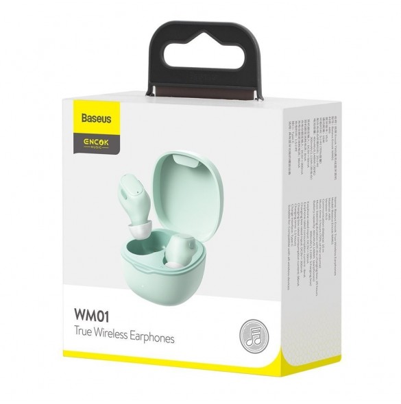Baseus Encok WM01 TWS trådlösa in-ear Bluetooth 5.3 hörlurar grön uppgraderad version (NGTW240006)