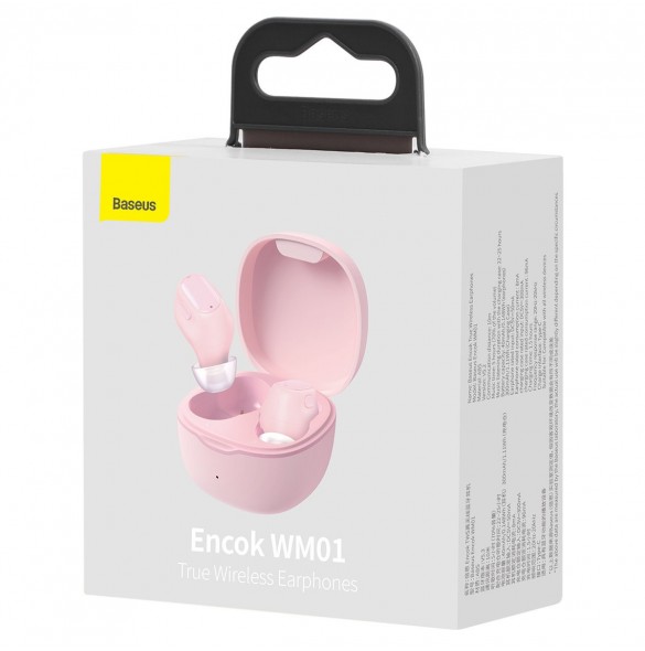 Baseus Encok WM01 TWS trådlösa in-ear Bluetooth 5.3 hörlurar Rosa uppgraderad version (NGTW240004)