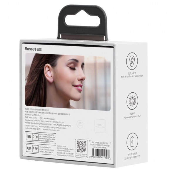 Baseus Encok WM01 TWS trådlösa in-ear Bluetooth 5.3 hörlurar Rosa uppgraderad version (NGTW240004)