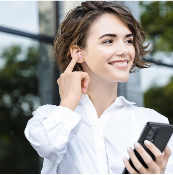 Baseus Encok WM01 TWS trådlösa in-ear Bluetooth 5.3 hörlurar Rosa uppgraderad version (NGTW240004)