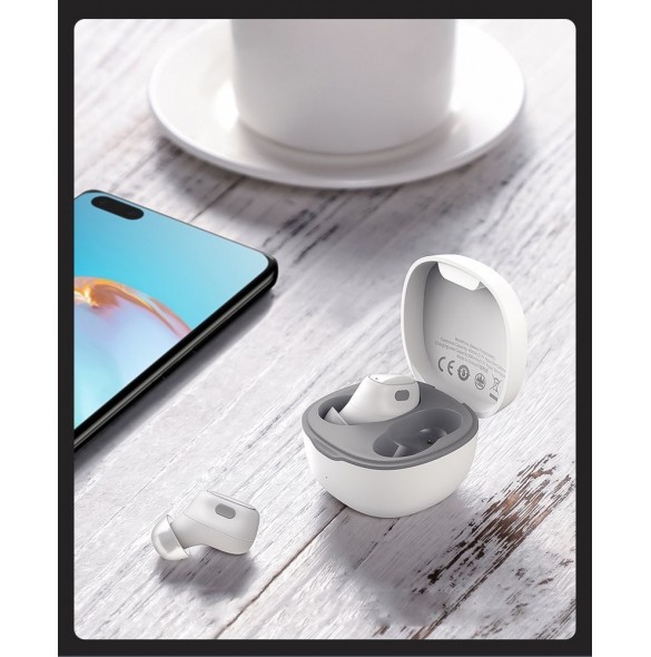Baseus Encok WM01 TWS trådlösa in-ear Bluetooth 5.3 hörlurar vit uppgraderad version (NGTW240002)